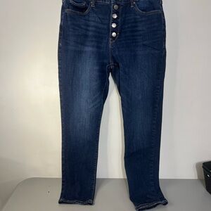 A.N.A. High Rise Ankle Skinny Jeans Dark Rinse Womens Size 16 Button Up Closure
